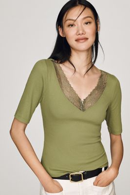Maeve V-Neck Henley T-Shirt