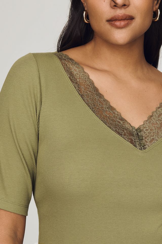 Maeve V-Neck Henley T-Shirt #7