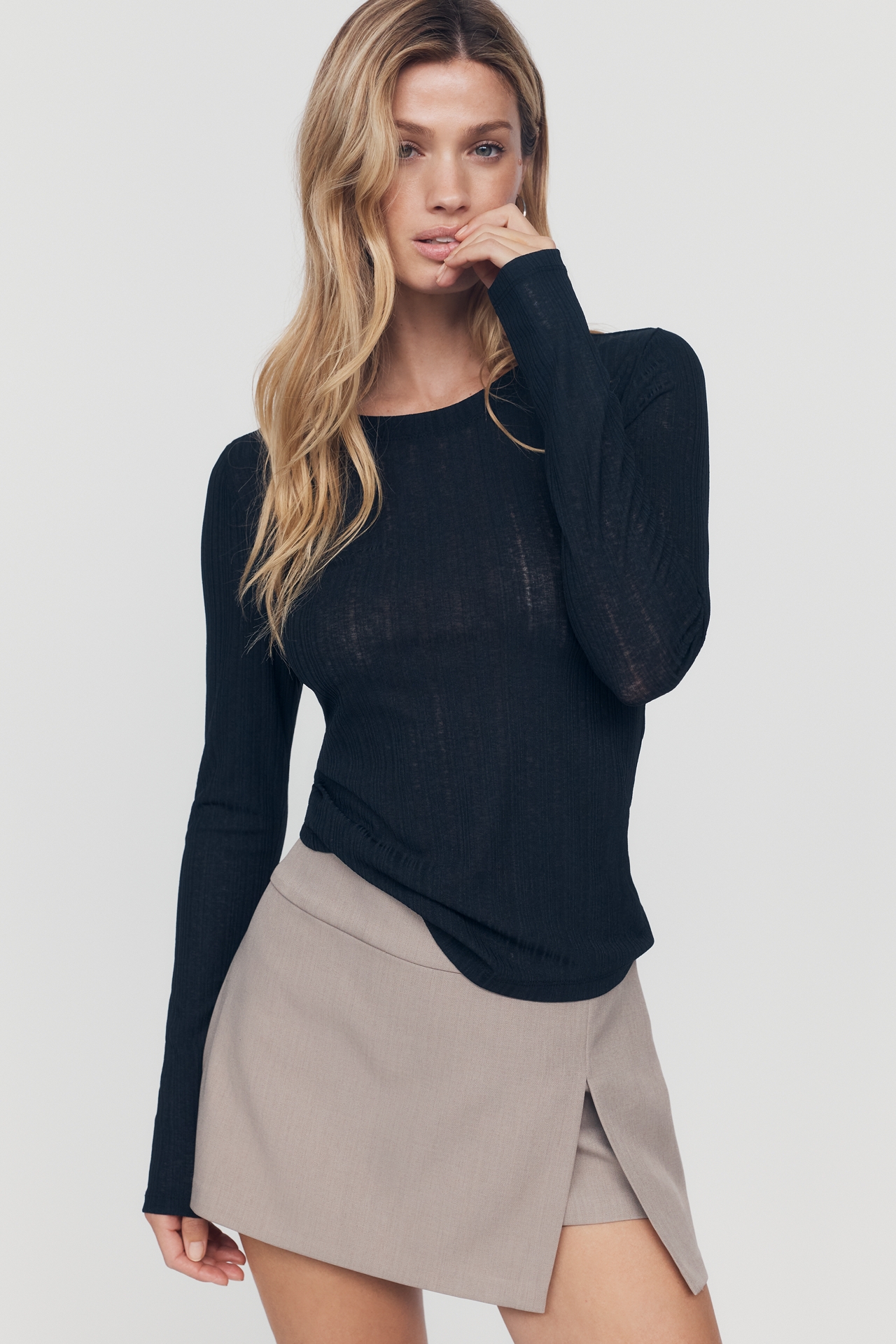 By Anthropologie Semi-Sheer Long-Sleeve Top