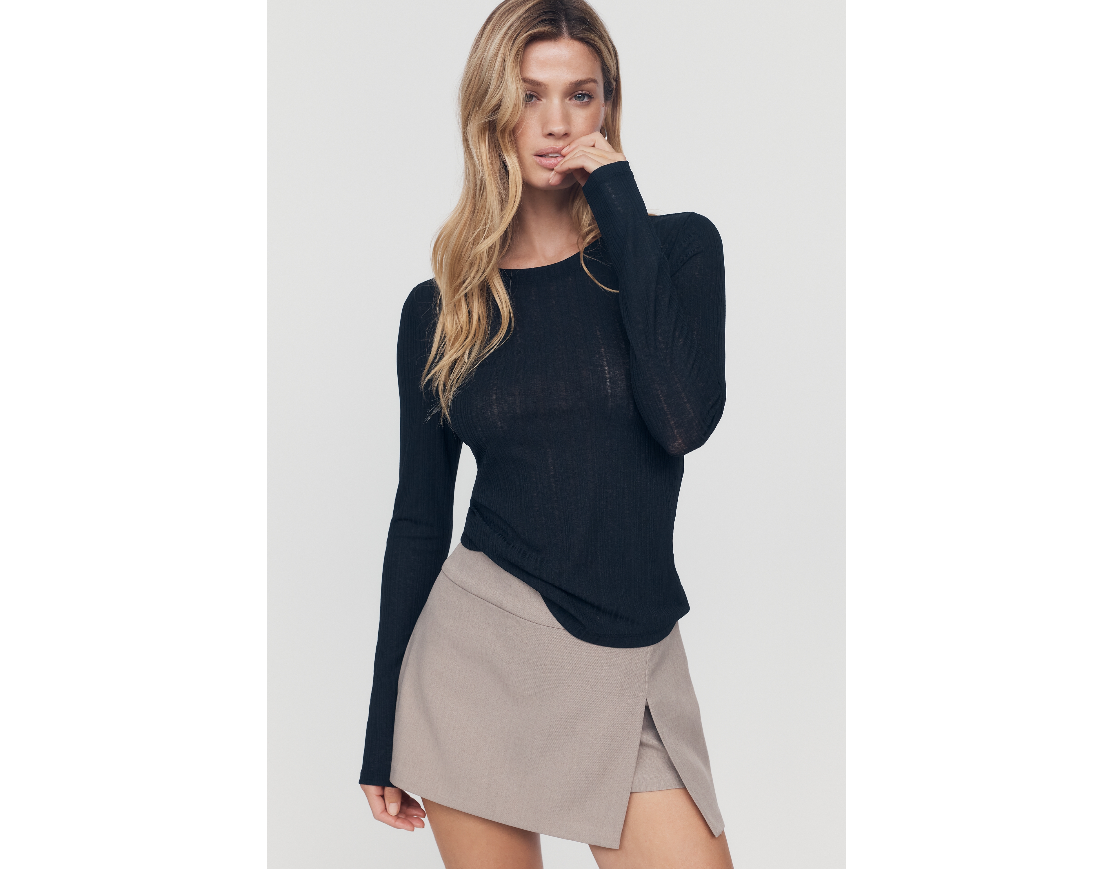 By Anthropologie Semi-Sheer Long-Sleeve Top