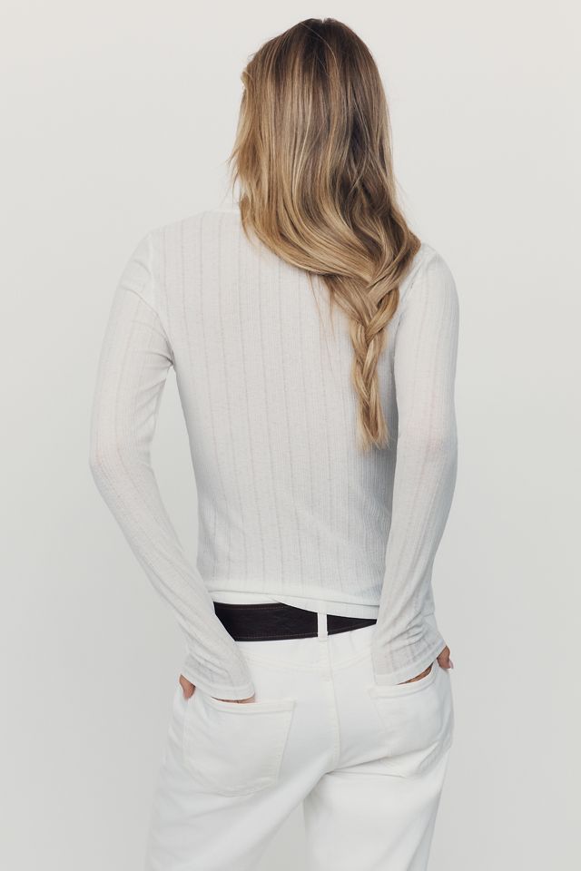 By Anthropologie Semi-Sheer Long-Sleeve Top #1