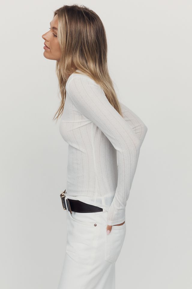 By Anthropologie Semi-Sheer Long-Sleeve Top #3