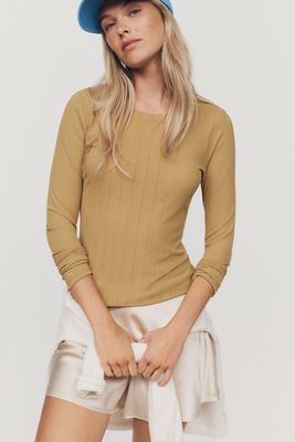 By Anthropologie Semi-Sheer Long-Sleeve Top