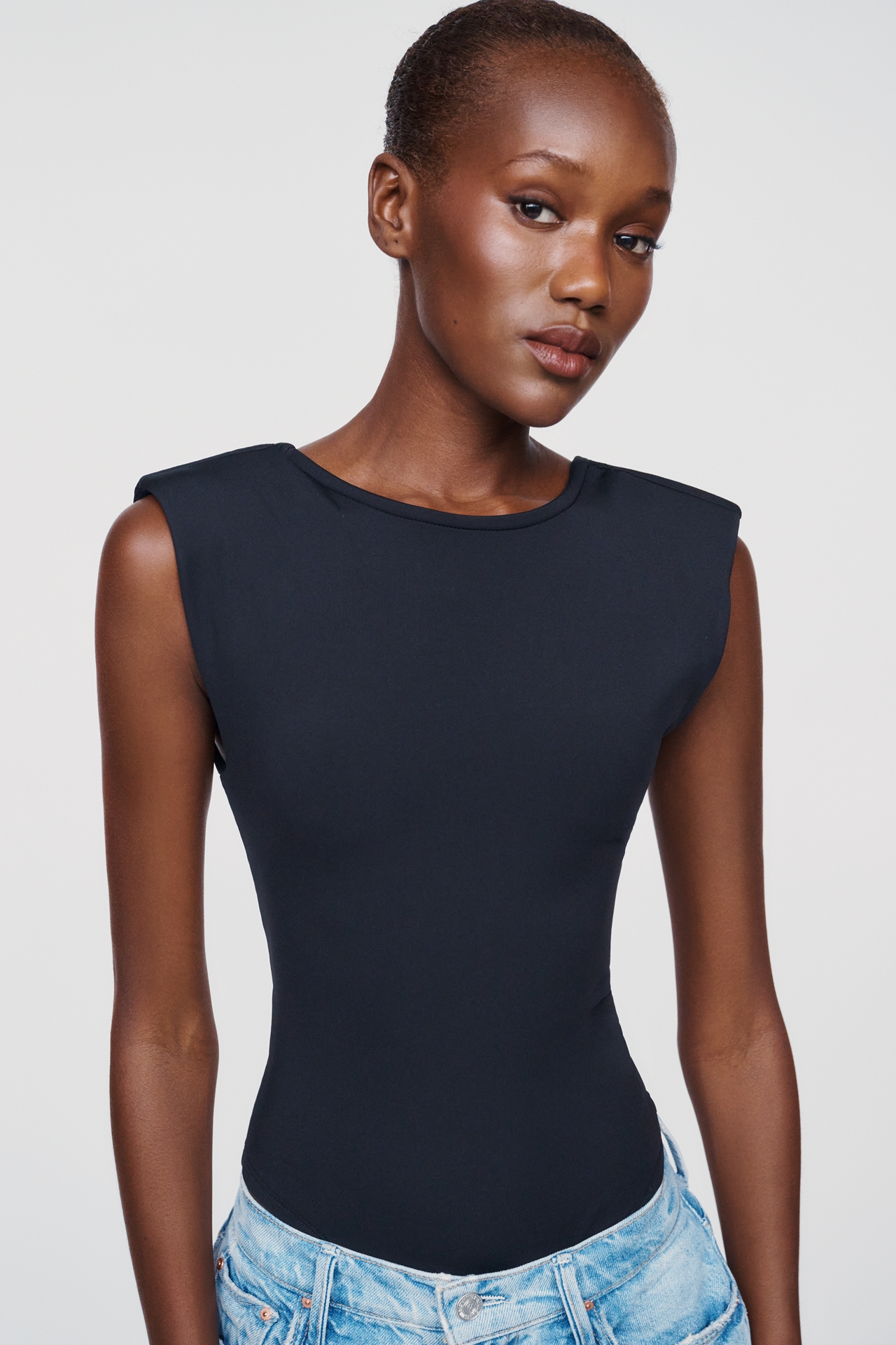 Glamorous Structured Shoulder Low Back Bodysuit
