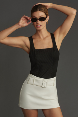 Maeve Sleeveless Square-neck Tank Top In Black