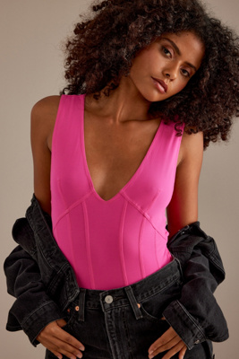 Shop Pilcro Plunge Bodysuit In Pink