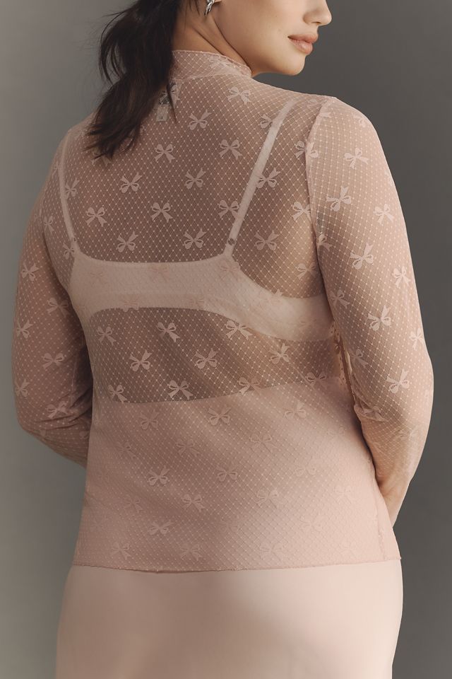 Maeve Bow Lace Turtleneck Top #5
