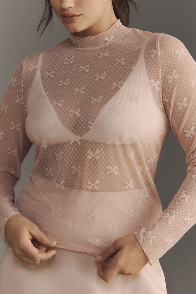 Maeve Bow Lace Turtleneck Top #7