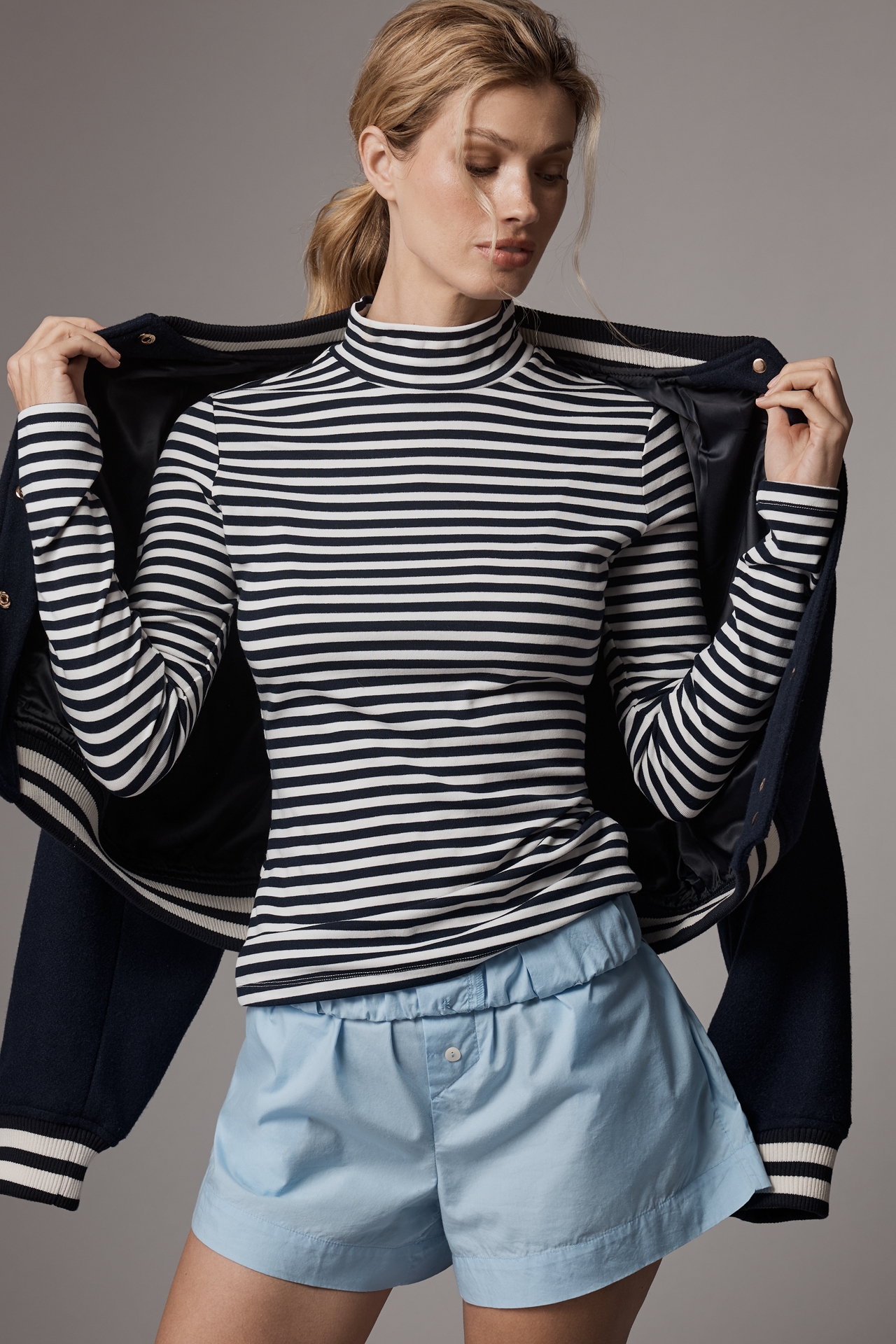 English Factory Long-Sleeve Turtleneck Striped Top