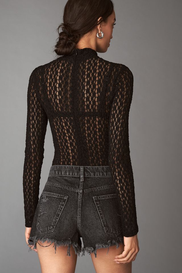 Bardot Vezza Long-Sleeve Floral Mesh Bodysuit #1