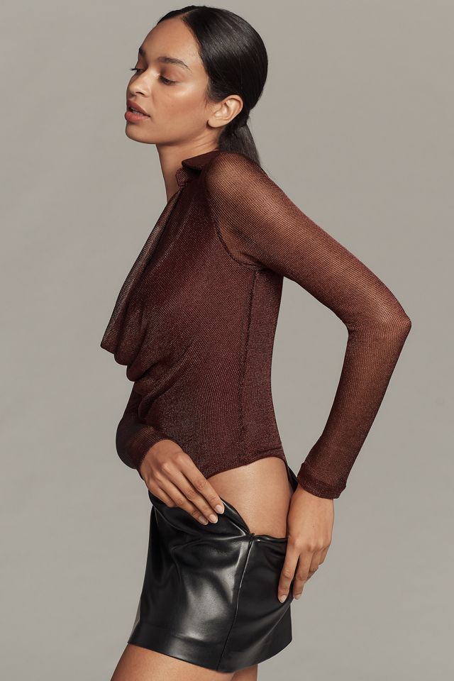 Bardot Laurel Lurex Cowl-Neck Bodysuit #2