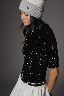 Bardot Cammie Short-sleeve Sequin Bodysuit In Black