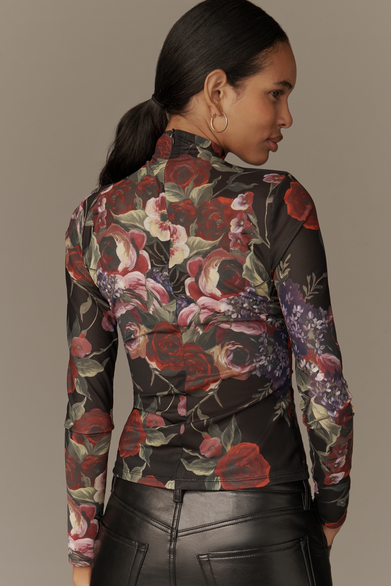 Avec Les Filles Long-Sleeve Mock-Neck Top