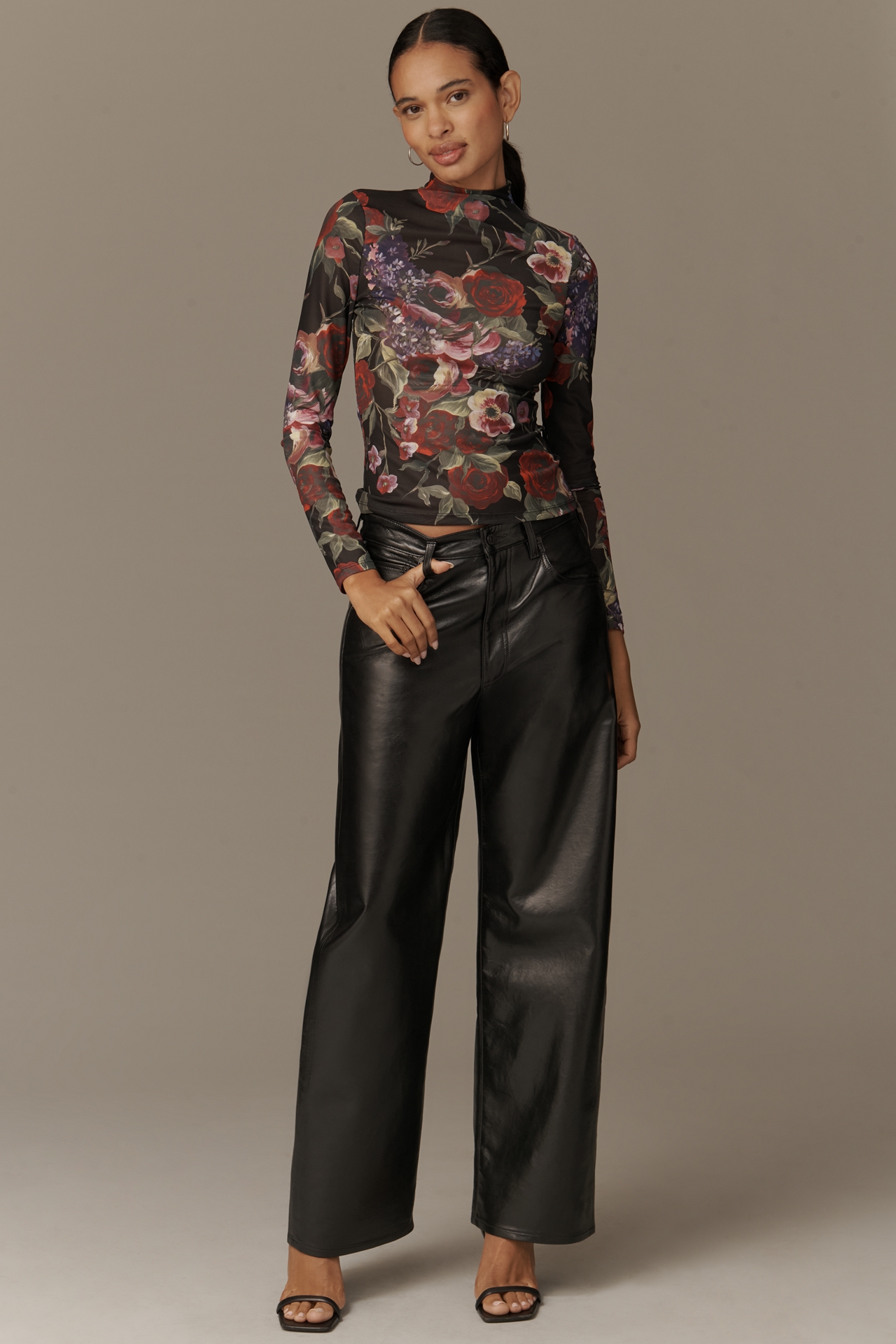 Avec Les Filles Long-Sleeve Mock-Neck Top