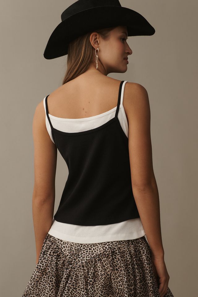 Camiseta sin mangas corta con escote redondo de doble capa Pilcro #1