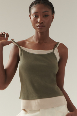 Pilcro Double-Layer Scoop-Neck Crop Tank | Anthropologie
