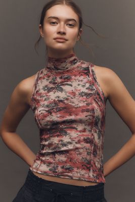 Pilcro Printed Turtleneck Tank Top