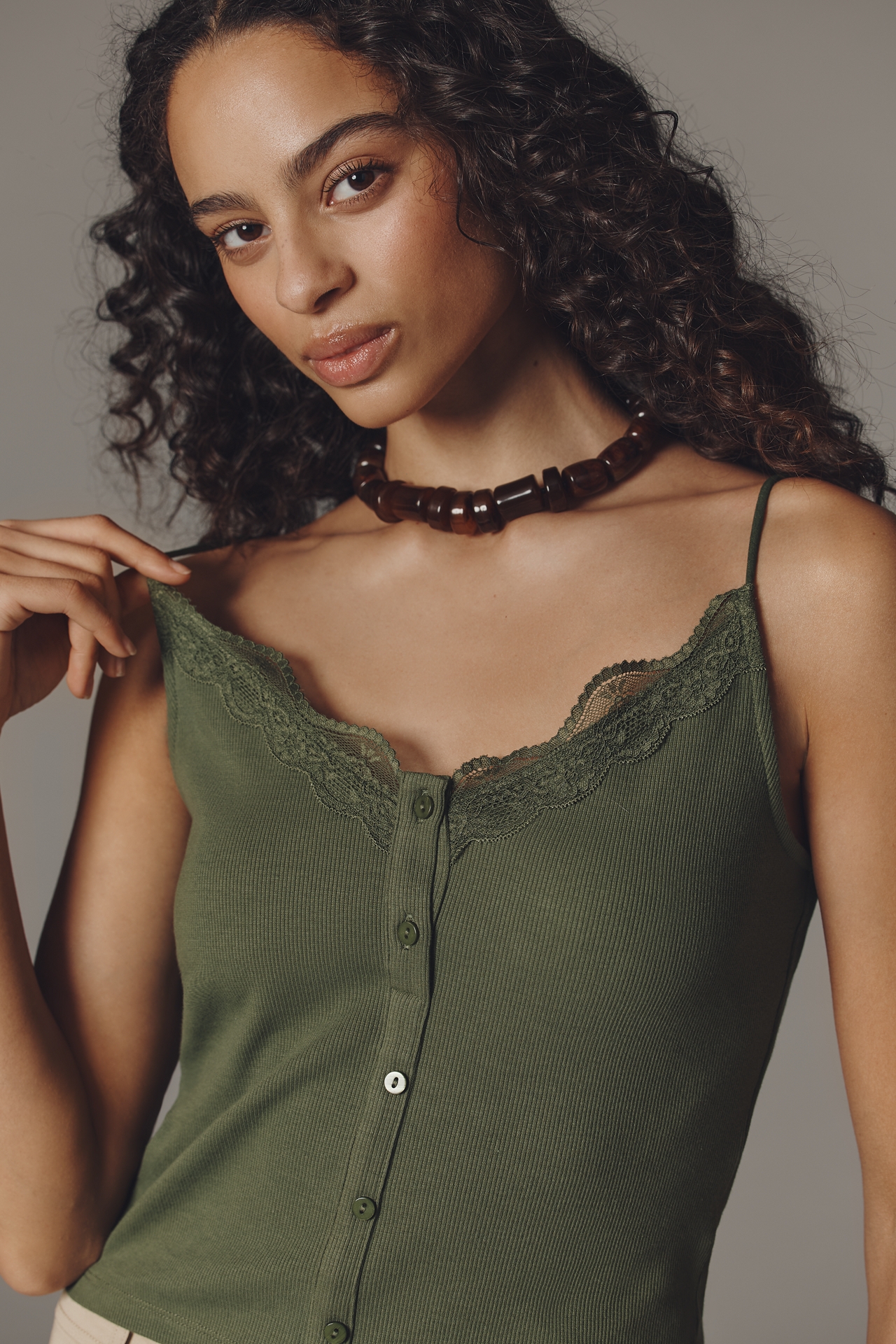 By Anthropologie Lace Trim Cami