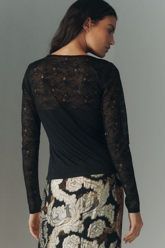By Anthropologie Langarm-Oberteil mit Spitzenmix #1