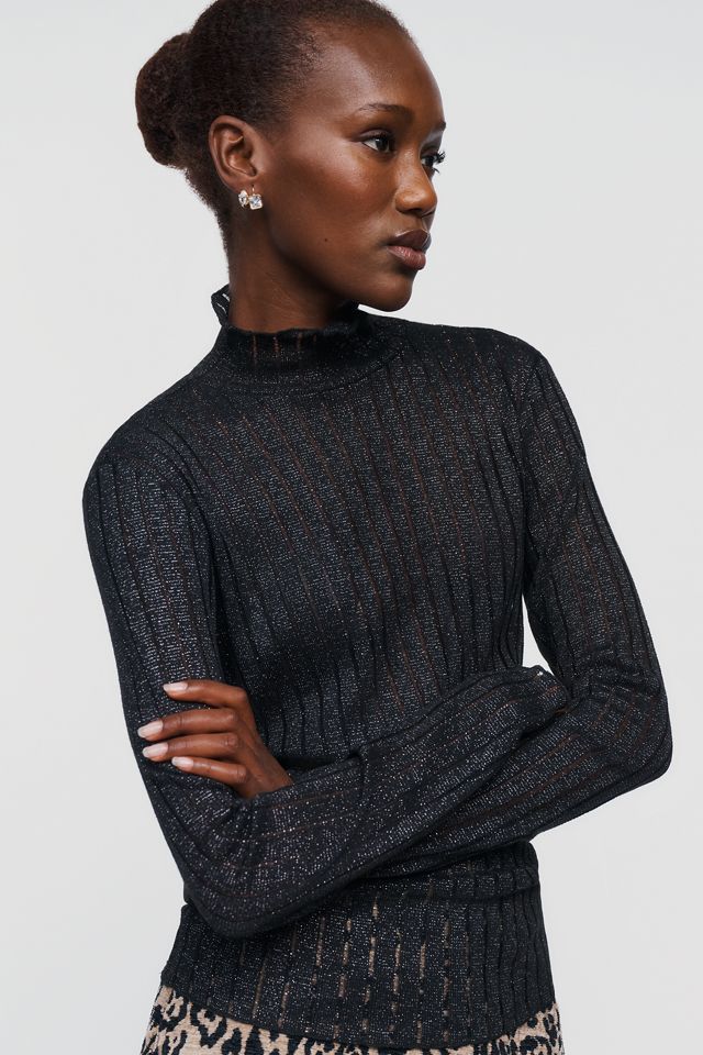 Pilcro Lurex Ribbed Turtleneck Top #1