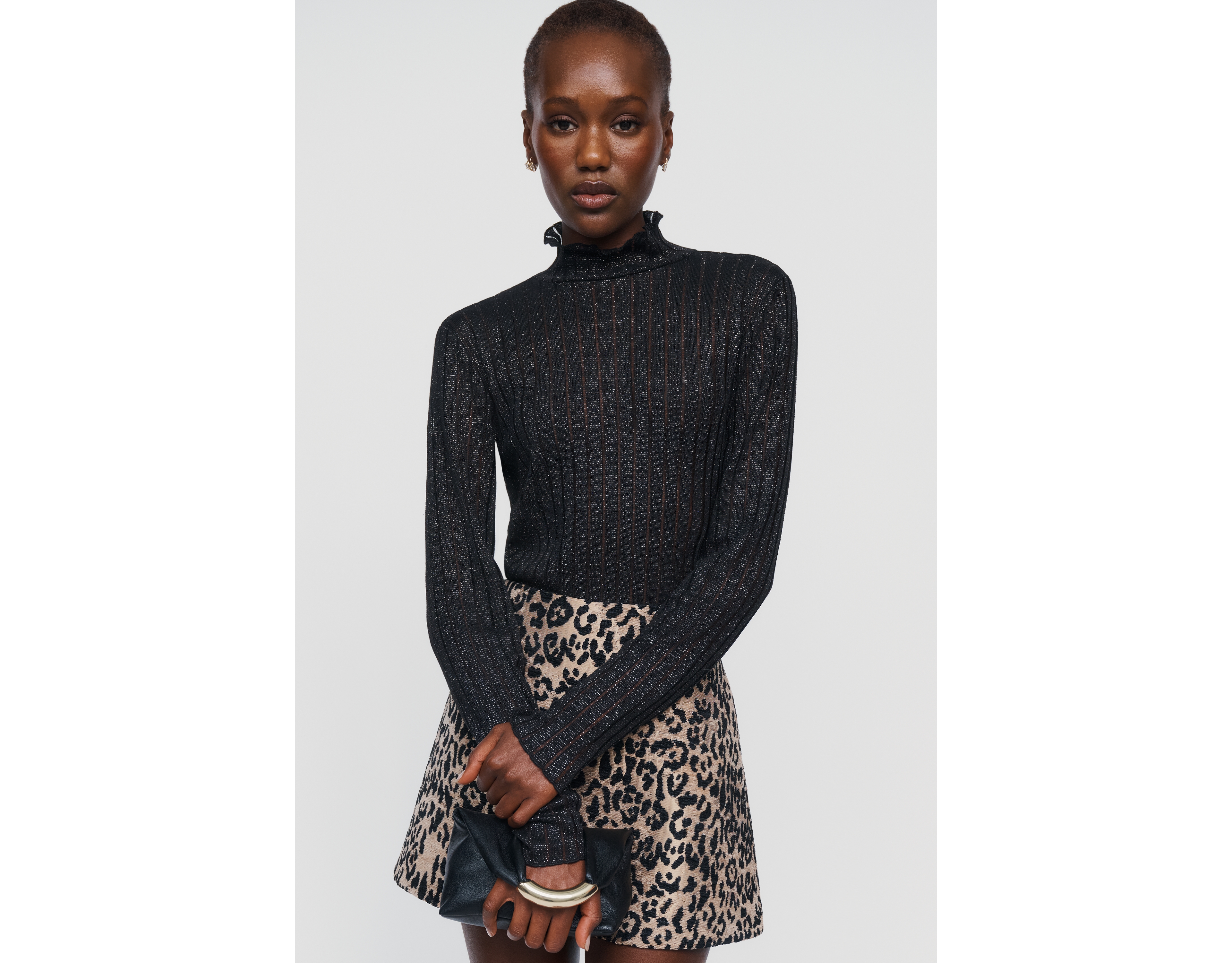 Pilcro Lurex Ribbed Turtleneck Top