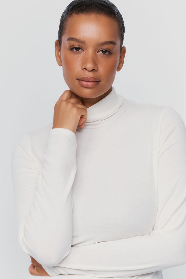 By Anthropologie Arena Wool Blend Fitted Turtleneck Top #6