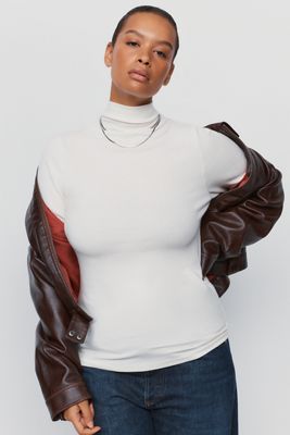 By Anthropologie Arena Wool Blend Fitted Turtleneck Top