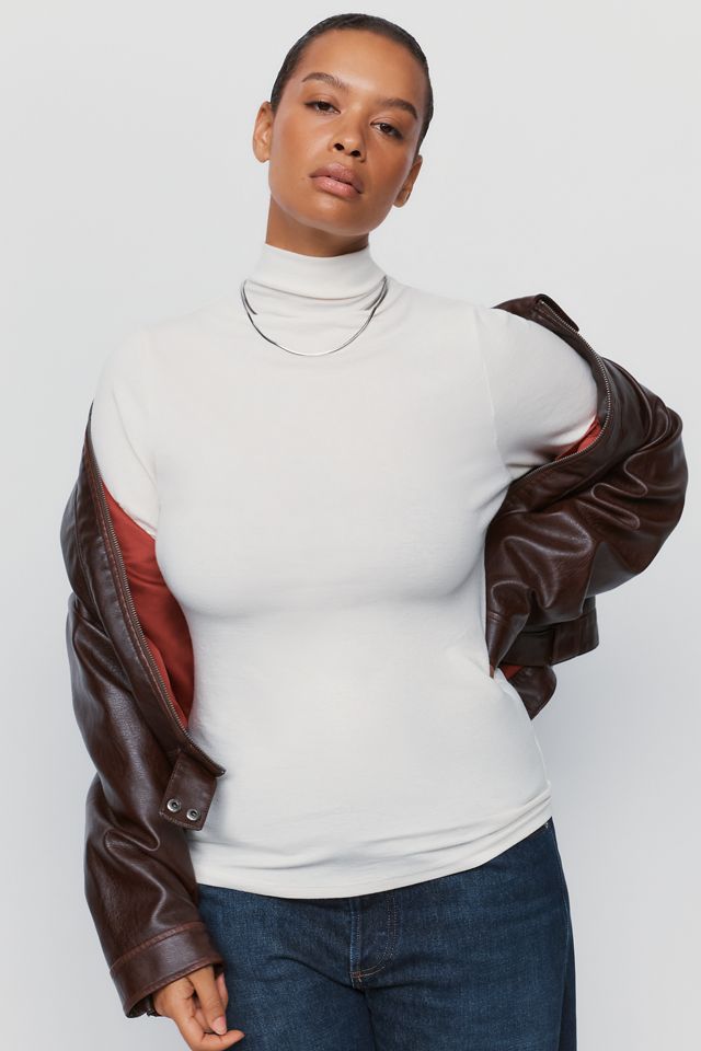 By Anthropologie Arena Wool Blend Fitted Turtleneck Top #5