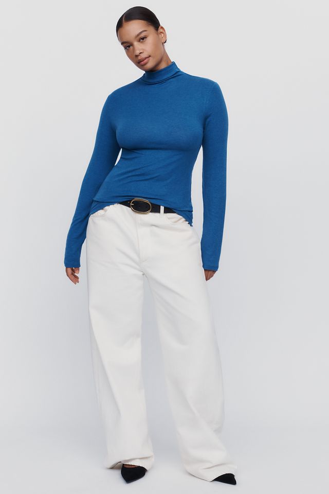 By Anthropologie Arena Wool Blend Fitted Turtleneck Top #6