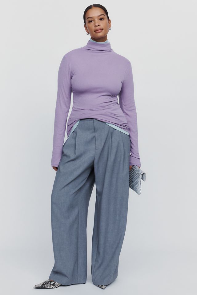 By Anthropologie Arena Wool Blend Fitted Turtleneck Top #8
