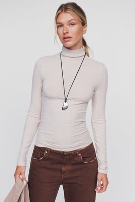 By Anthropologie Arena Wool Blend Fitted Turtleneck Top