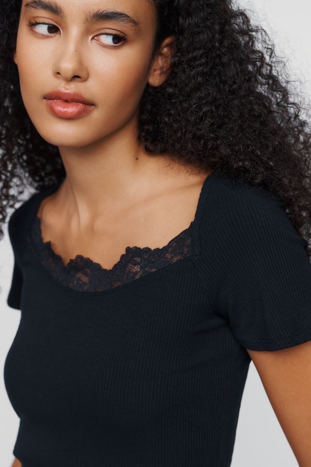 Maeve 100% Cotton Lace-Trim Tee #1