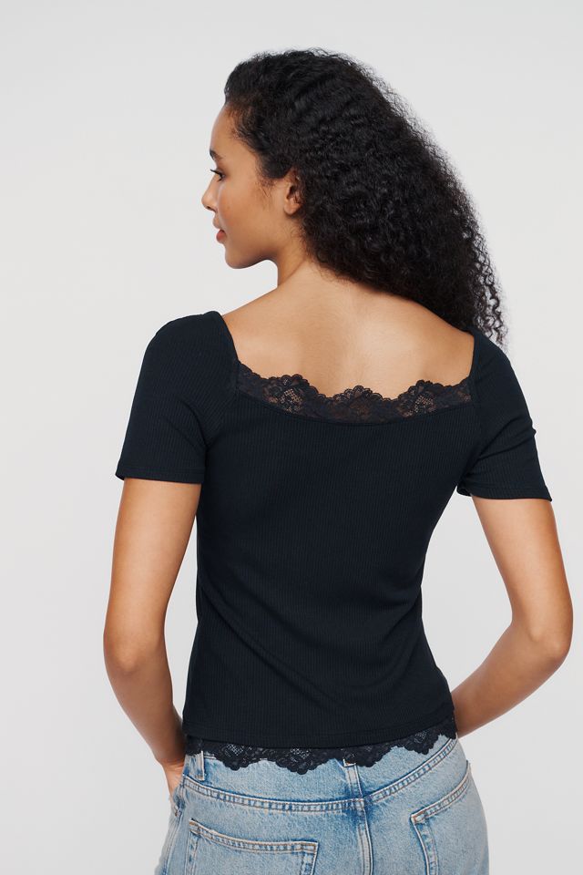 Maeve 100% Cotton Lace-Trim Tee #2