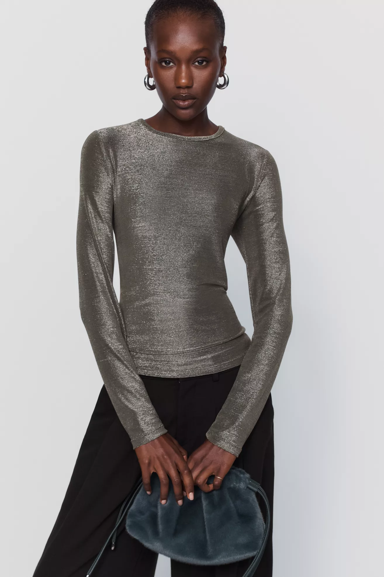 By Anthropologie Lurex Long Sleeve Tee