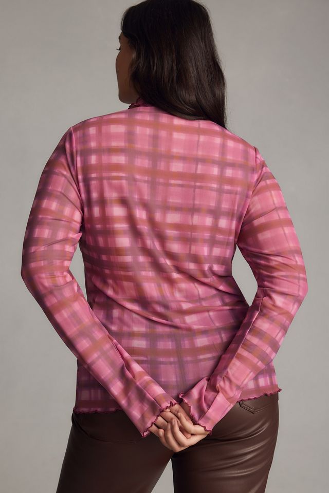 Pilcro Plaid Turtleneck Top #7