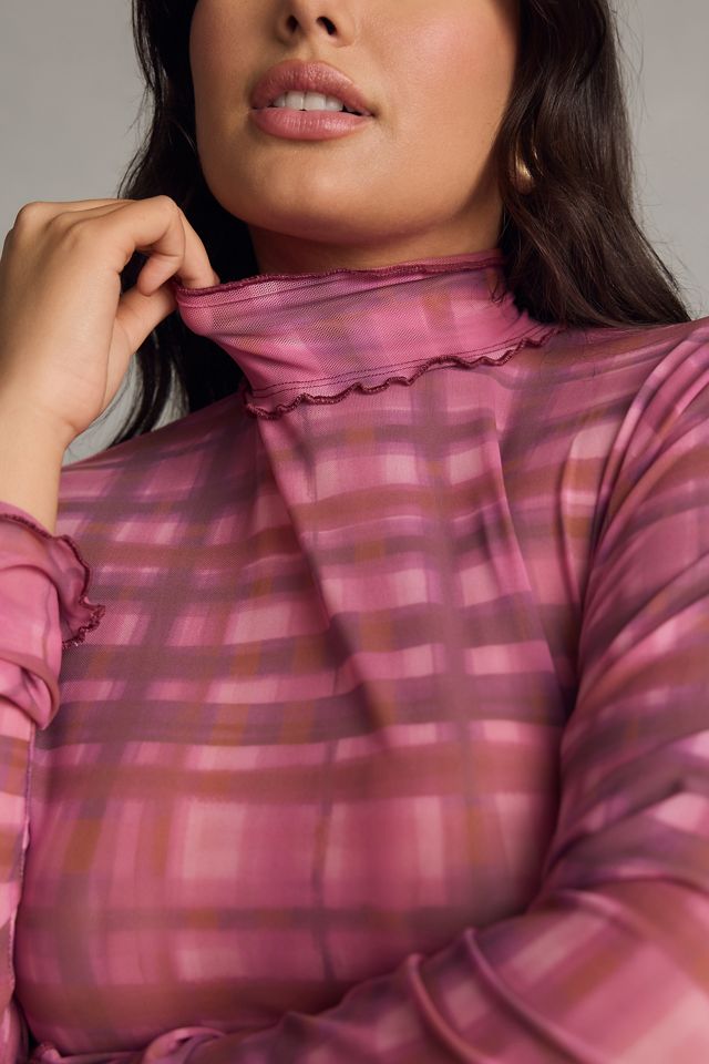 Pilcro Plaid Turtleneck Top #9