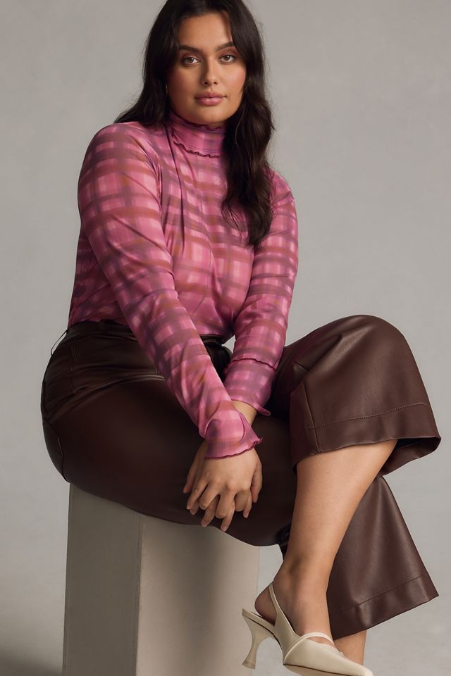 Pilcro Plaid Turtleneck Top #6