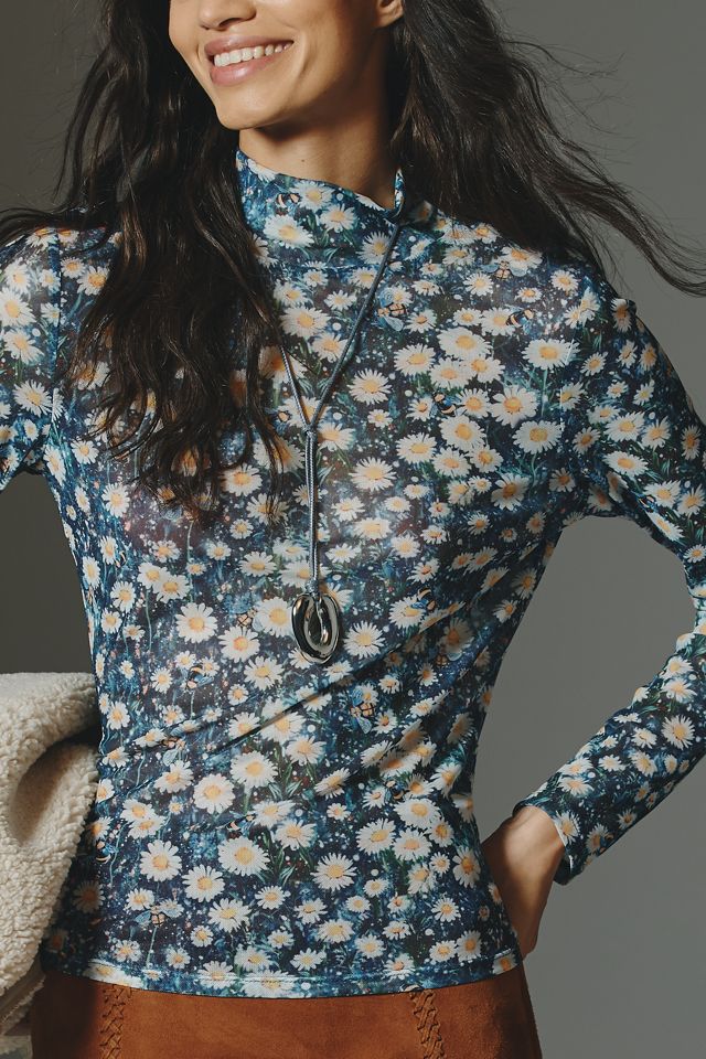 By Anthropologie Mesh Turtleneck Top #1
