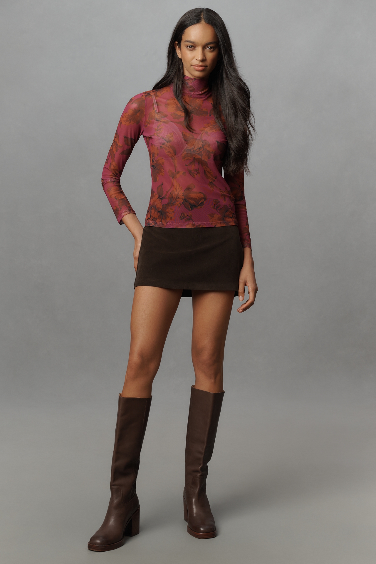 By Anthropologie Mesh Turtleneck Top