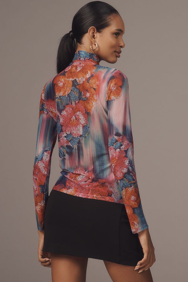 By Anthropologie Mesh Turtleneck Top #3