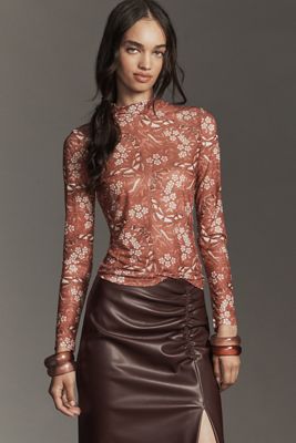 By Anthropologie Mesh Turtleneck Top