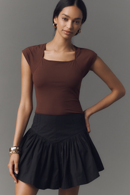 By Anthropologie Short-sleeve Square-neck Bodysuit