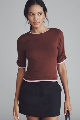 Maeve Double-layer Top In Brown