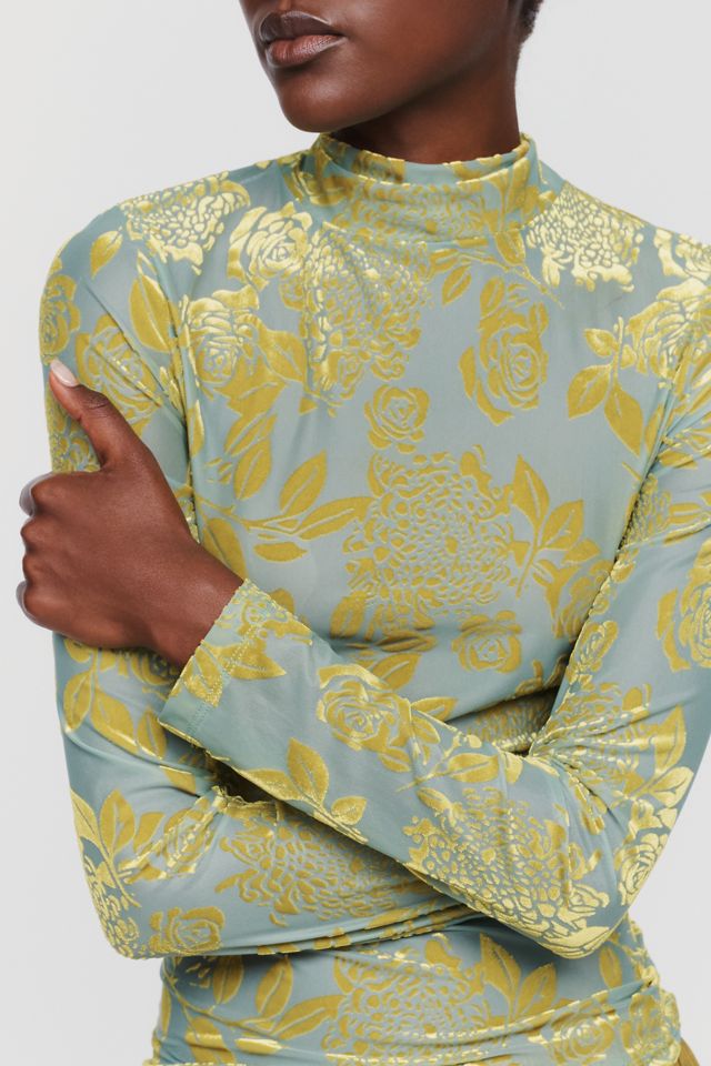 By Anthropologie Flocked Mock-Neck Long-Sleeve Top #1