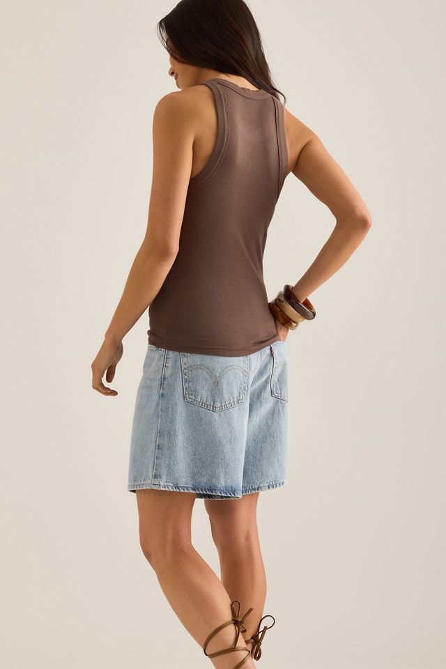 By Anthropologie Embroidered Racer Tank Top #1