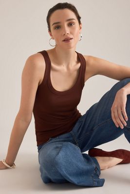 By Anthropologie Ribbed Scoop Tank Top