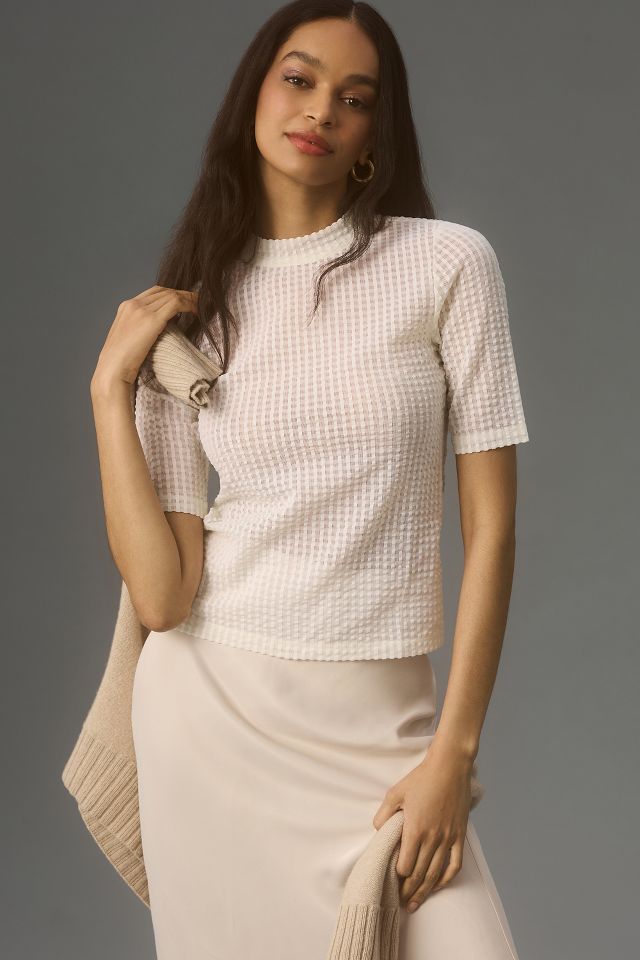 Mock neck best sale sheer mesh top