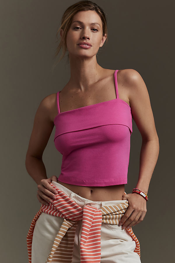 Pilcro Foldover Tank Top In Pink