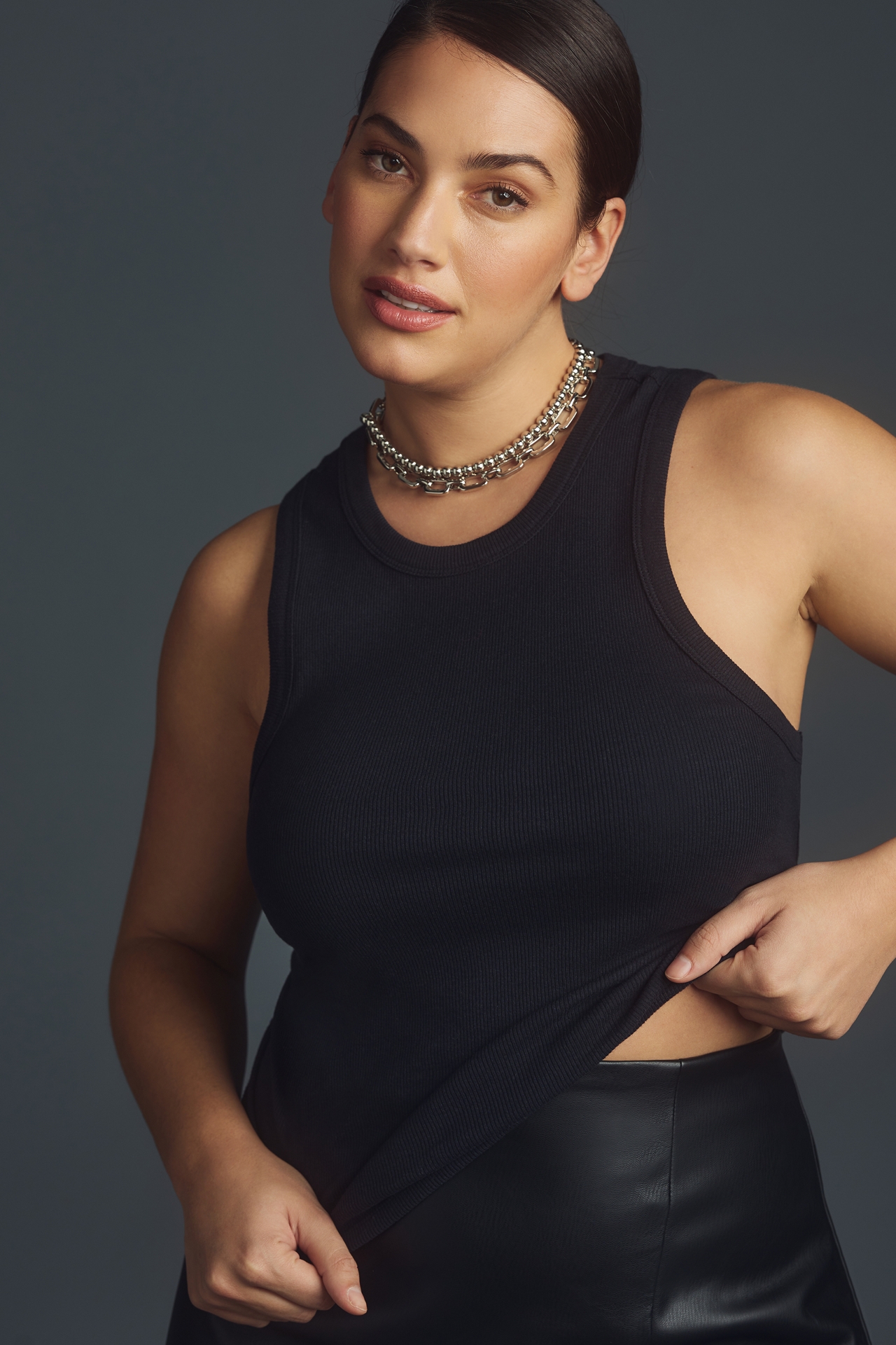 The Blair Stretch Cotton Crop Racerback Tank Top