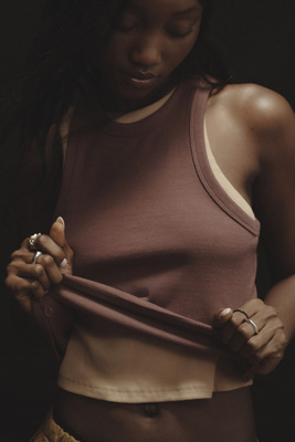 The Blair Stretch Cotton Crop Racerback Tank Top